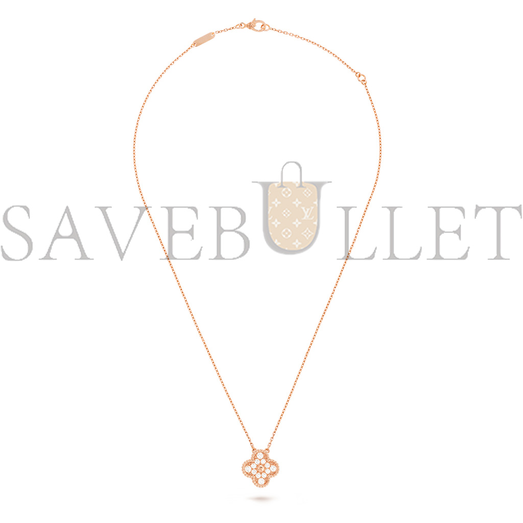 VAN CLEEF ARPELS VINTAGE ALHAMBRA PENDANT - ROSE GOLD, DIAMOND  VCARP2R300